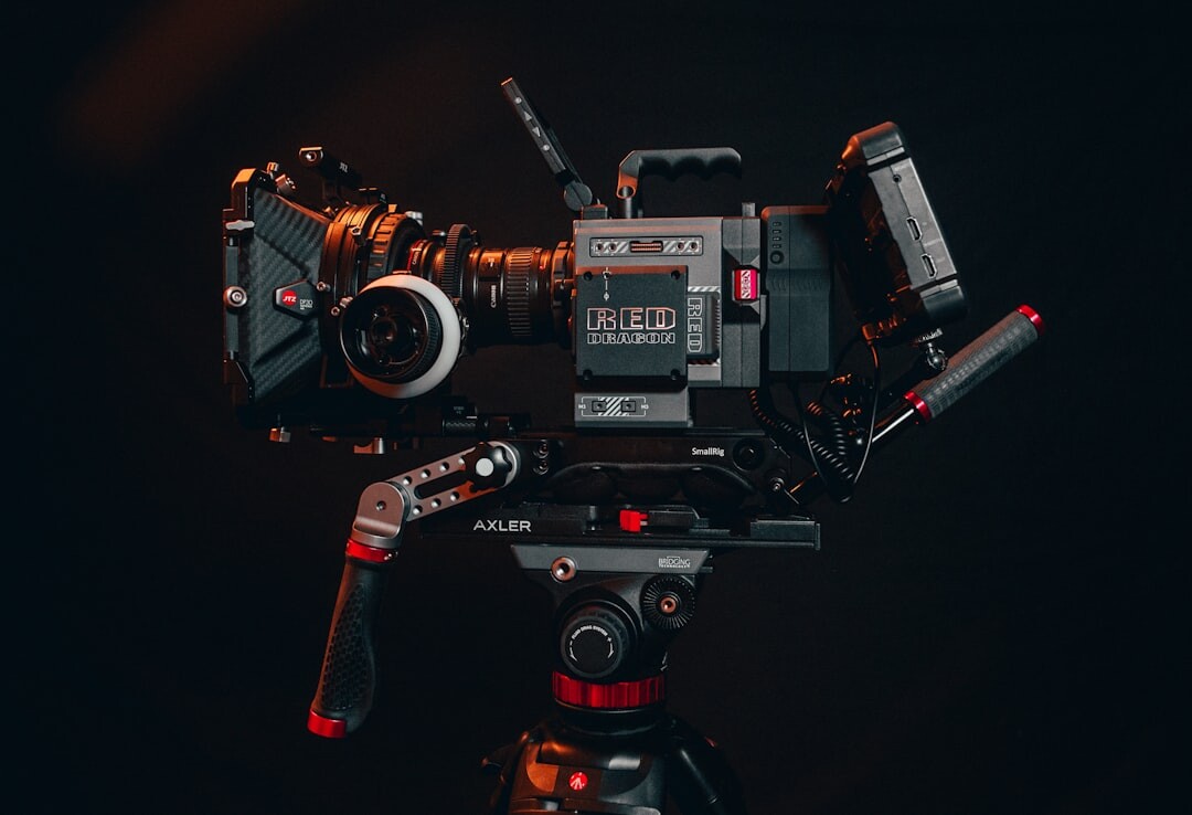 Professional broadcast camera equipment prepared before a shoot